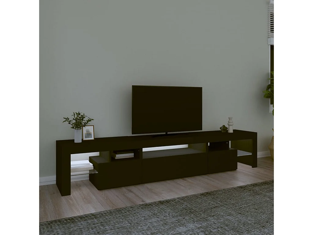 Meuble TV avec lumières LED Noir 215x36,5x40 cm FR22320