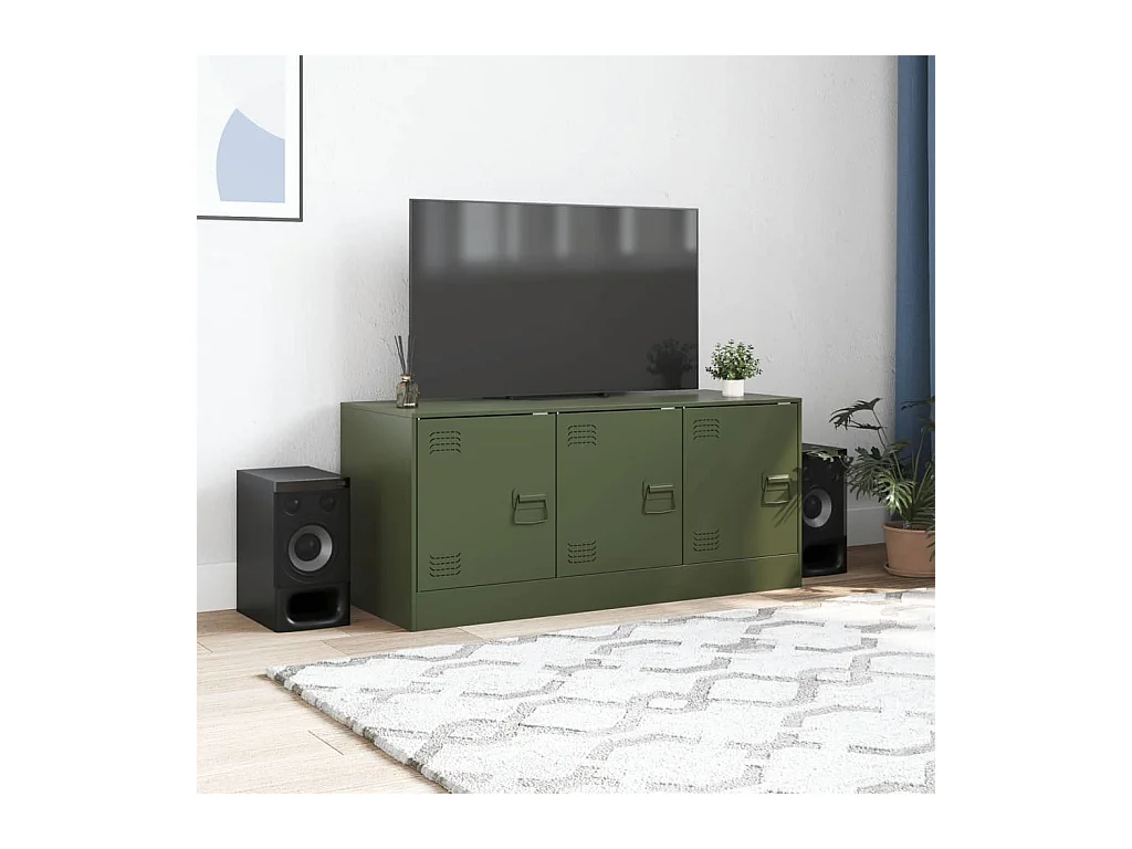 Mueble de TV de acero verde oliva 99x39x44 cm ES766027