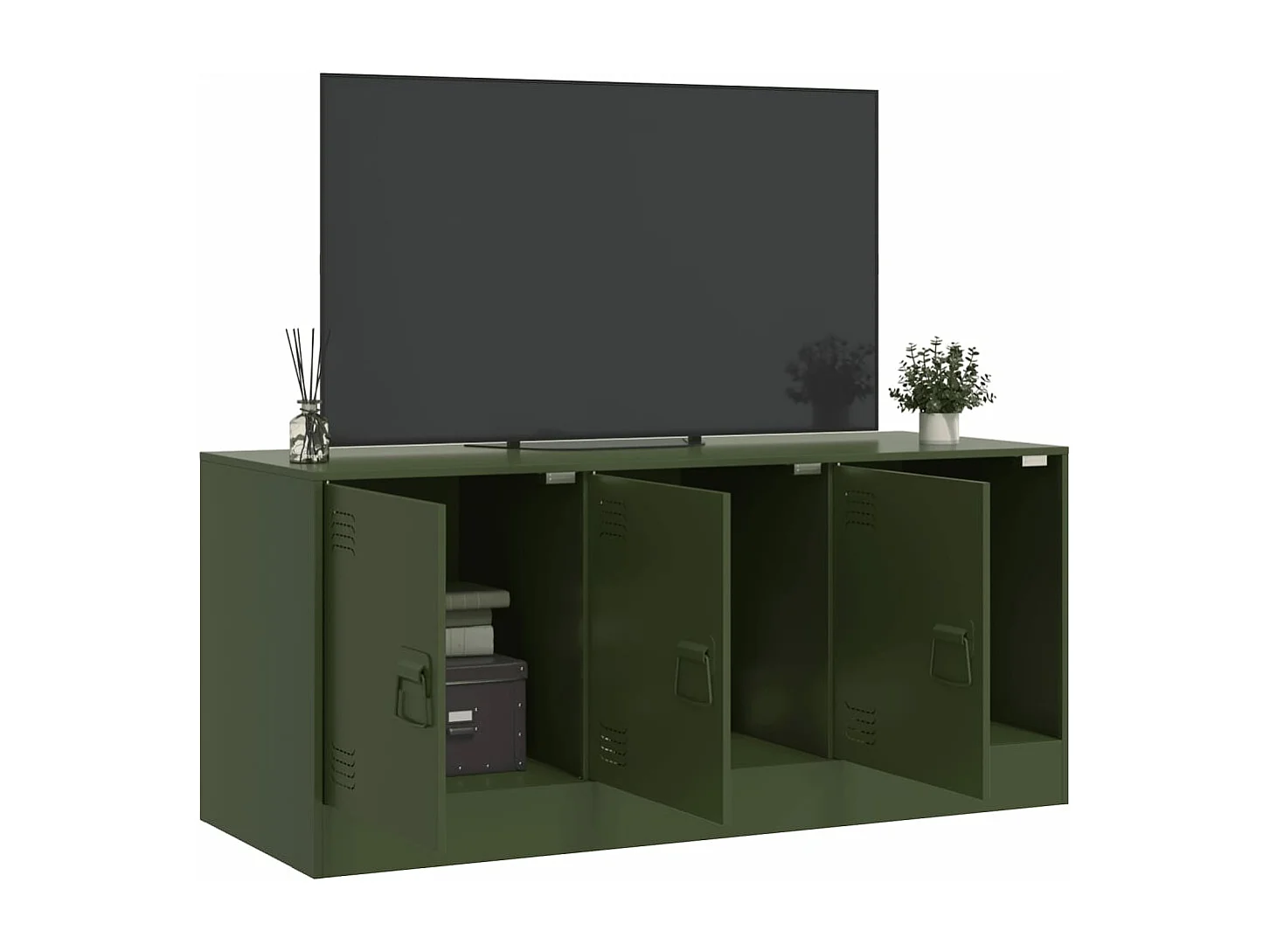 Mueble de TV de acero verde oliva 99x39x44 cm ES766027