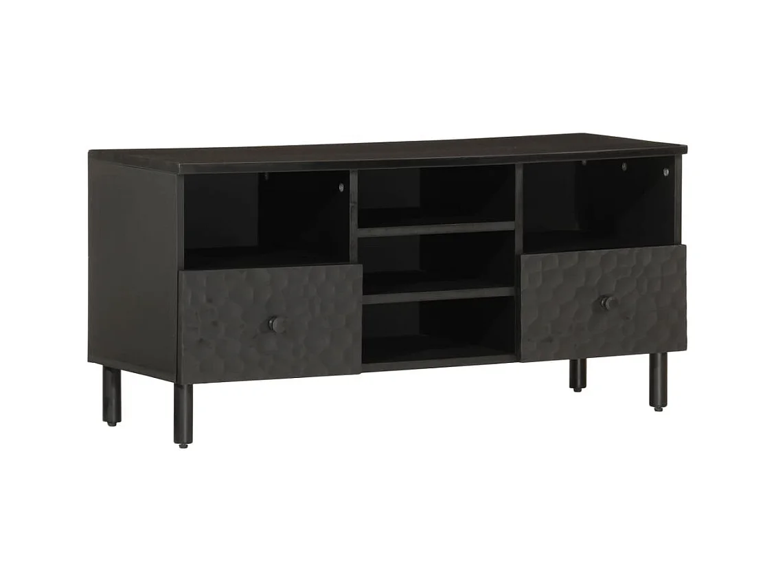 Meuble TV noir 100x33x46 cm bois massif de manguier FR48409