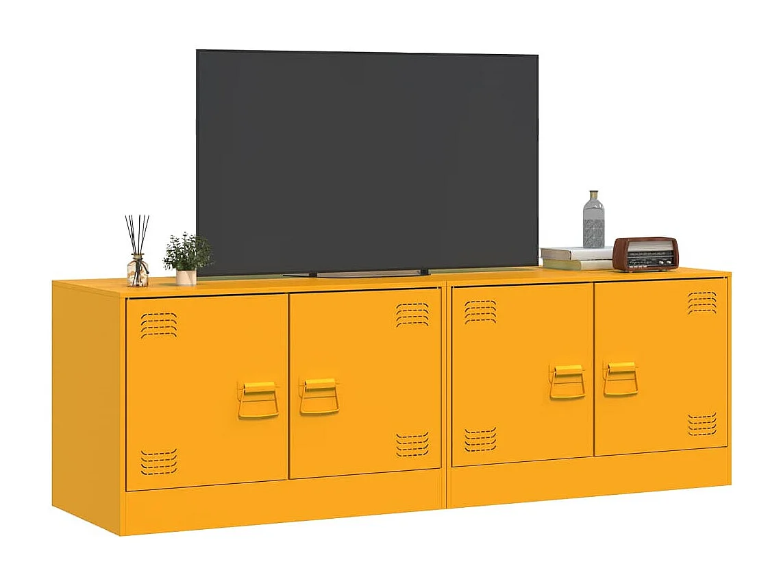 Móveis de TV 2 pcs 67x39x44 cm aço amarelo mostarda PT574536