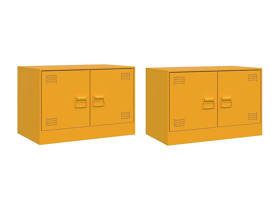 Meubles TV 2 pcs jaune moutarde 67x39x44 cm acier FR36239