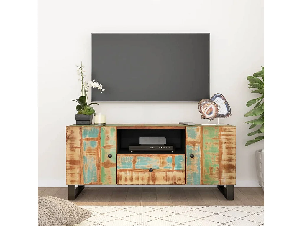 Mueble TV madera reciclada y madera contrachapada 105x33,5x46cm ES592855