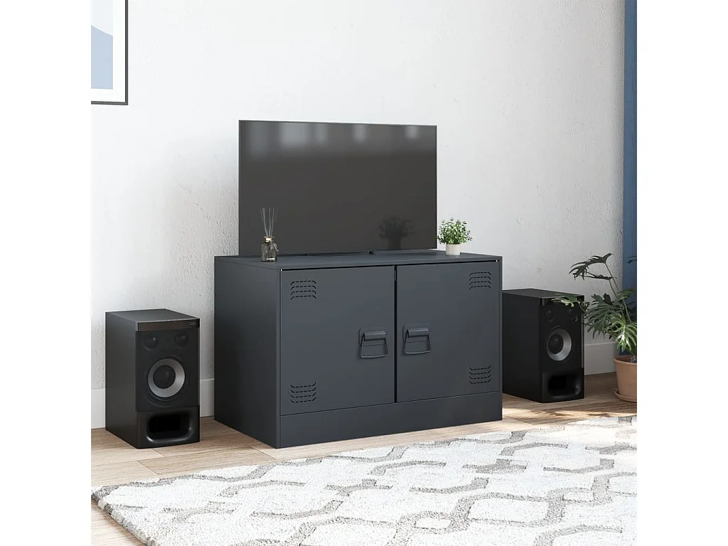 Meuble TV anthracite 67x39x44 cm acier FR88916