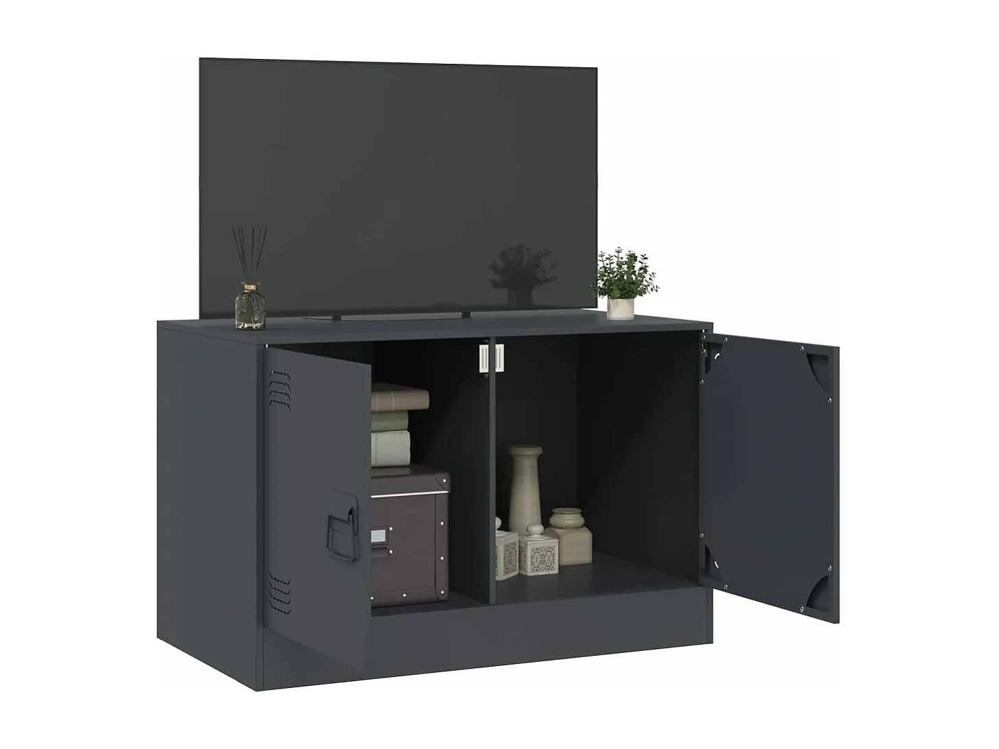 Meuble TV anthracite 67x39x44 cm acier FR88916