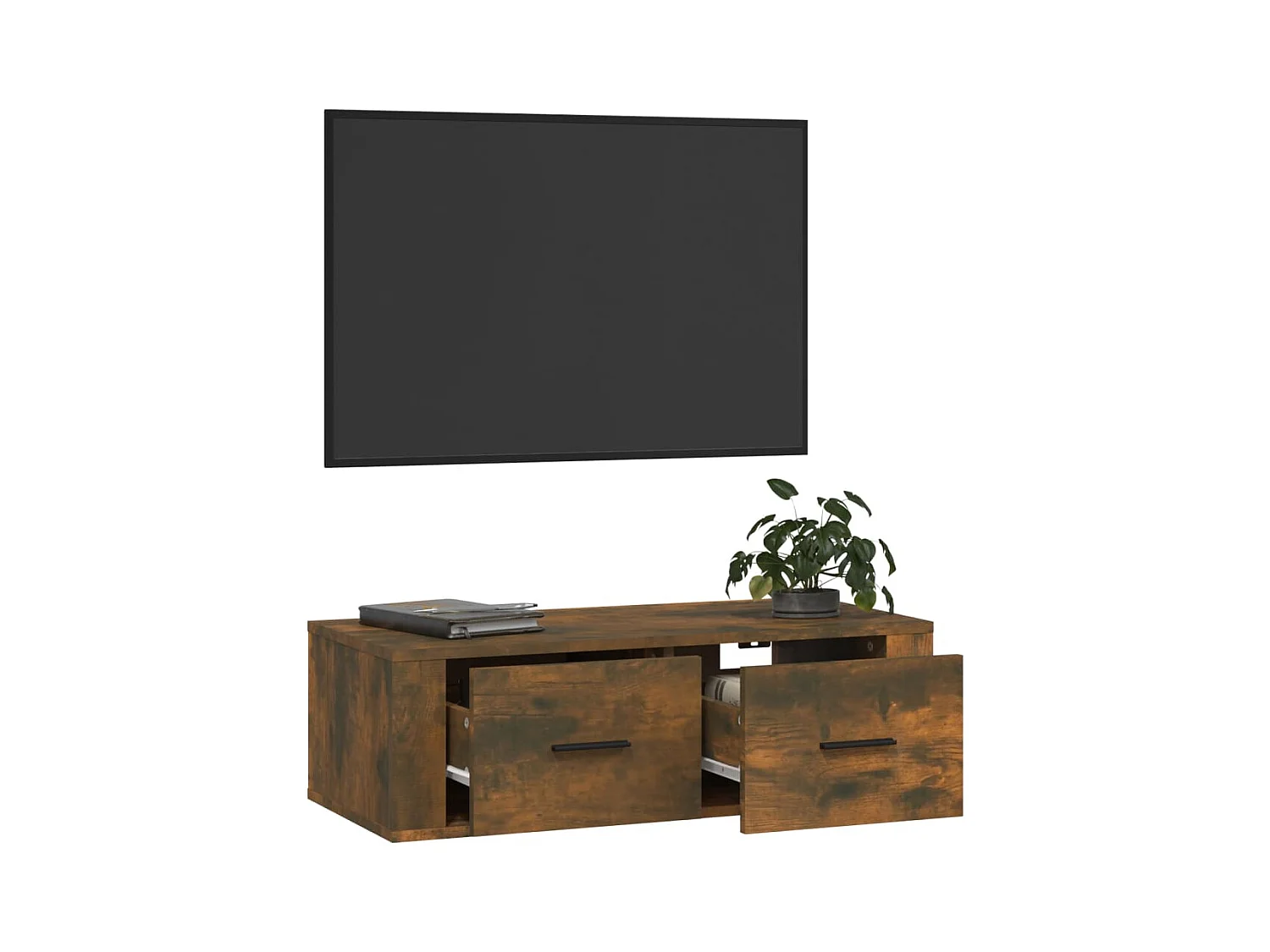 Meuble TV suspendue Chêne fumé 80x36x25 cm Bois d'ingénierie FR17956
