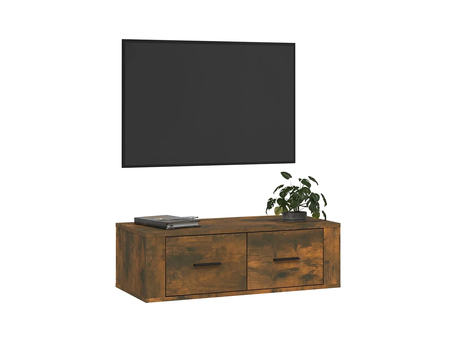 Meuble TV suspendue Chêne fumé 80x36x25 cm Bois d'ingénierie FR17956