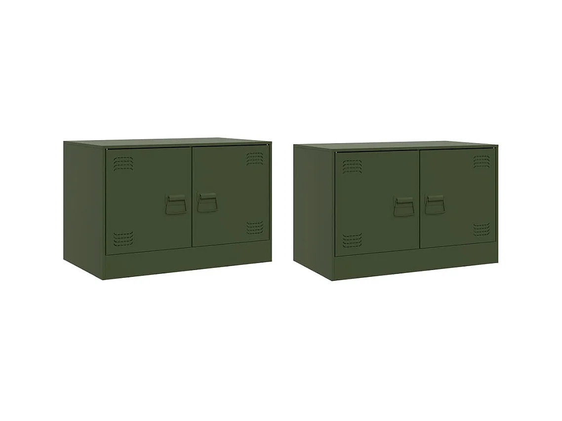 Muebles para TV 2 unidades acero verde oliva 67x39x44 cm ES852567