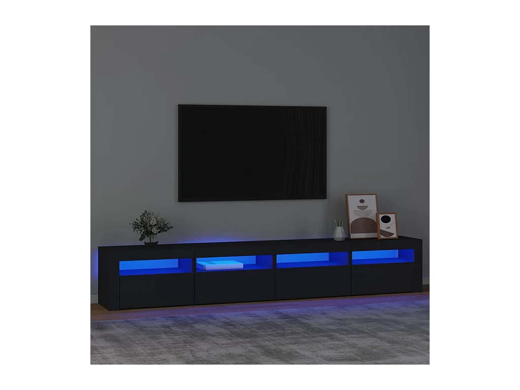 Meuble TV avec lumières LED Noir 240x35x40 cm FR24771