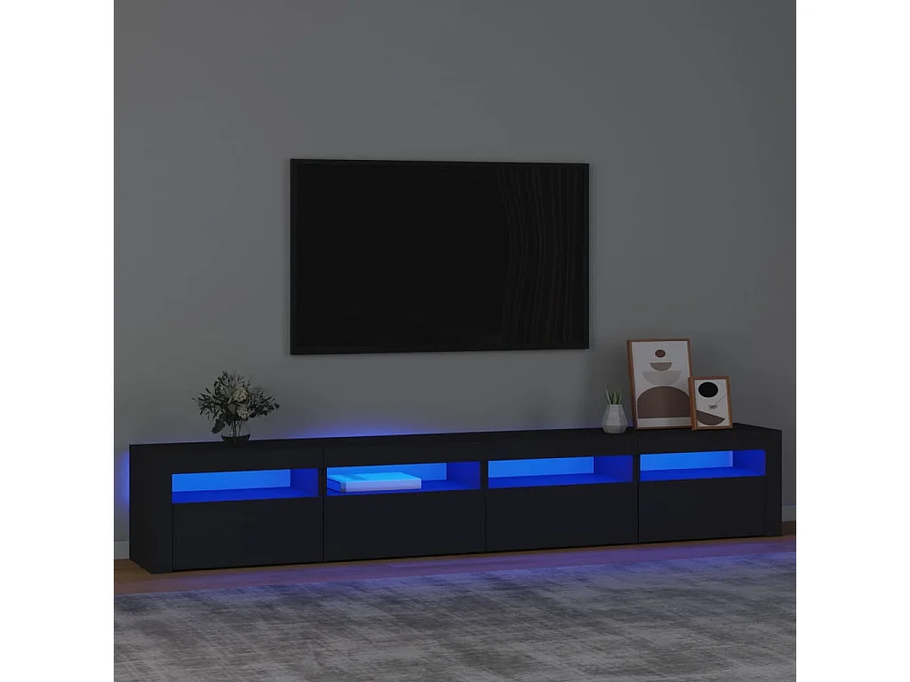 Meuble TV avec lumières LED Noir 240x35x40 cm FR24771