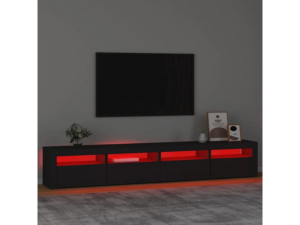 Meuble TV avec lumières LED Noir 240x35x40 cm FR24771