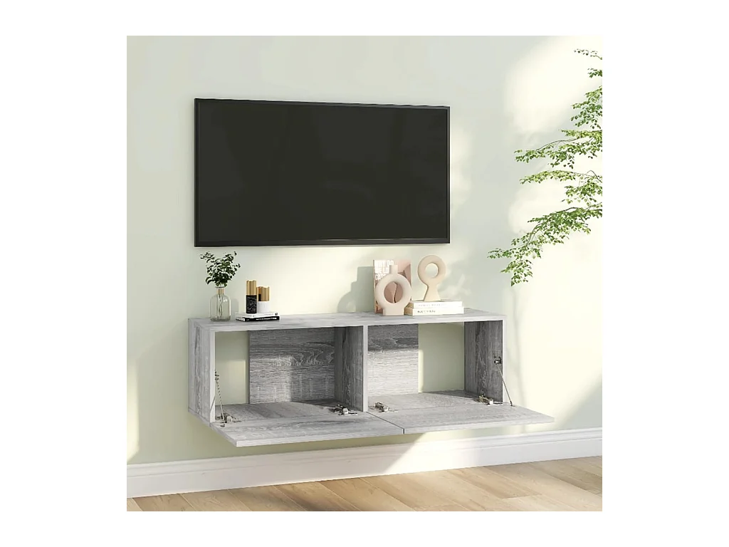 Meuble TV murale Sonoma gris 100x30x30 cm Bois d'ingénierie FR13588