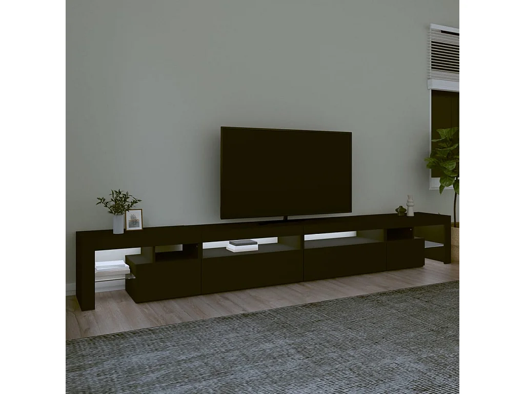 Meuble TV avec lumières LED Noir 290x36,5x40 cm FR92062