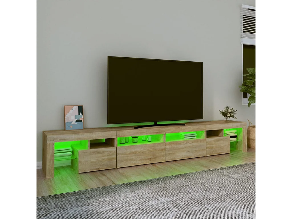 Meuble TV avec lumières LED Chêne sonoma 260x36,5x40 cm FR96215