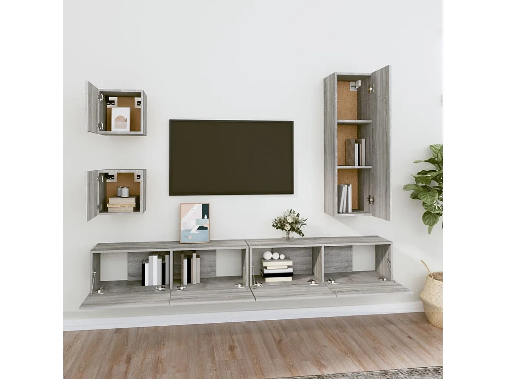 Meubles TV 5 pcs Sonoma gris Bois d'ingénierie FR85529