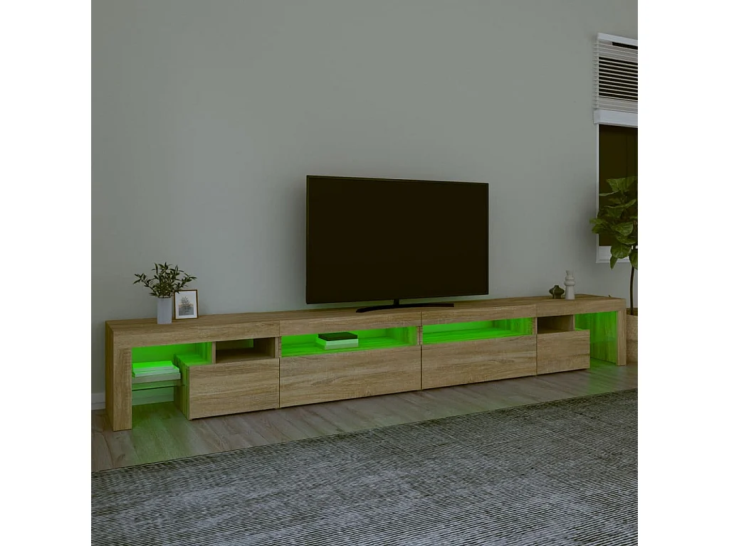 Meuble TV avec lumières LED Chêne sonoma 290x36,5x40 cm FR92598