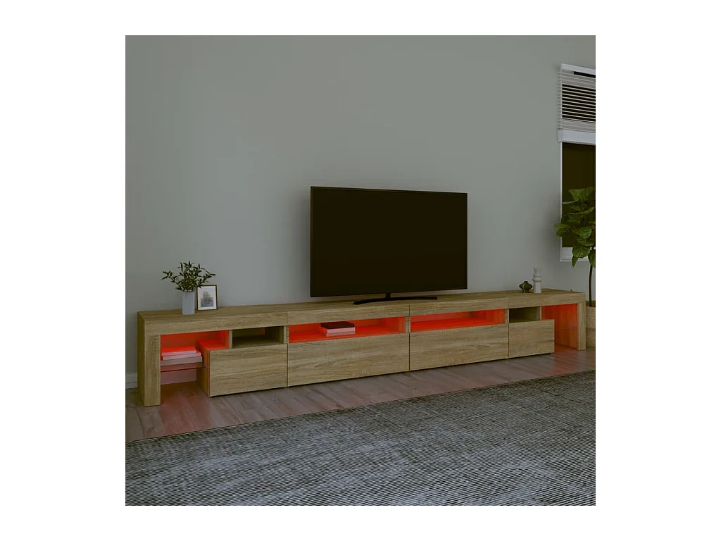 Meuble TV avec lumières LED Chêne sonoma 290x36,5x40 cm FR92598
