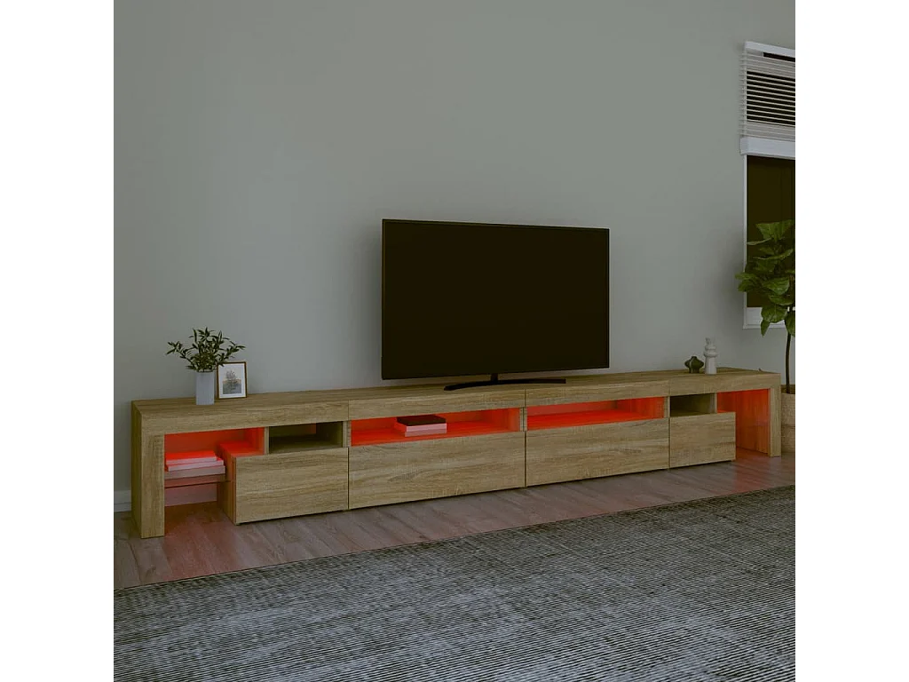 Tv-meubel met LED-verlichting 290x36,5x40cm sonoma eikenkleurig BE948191