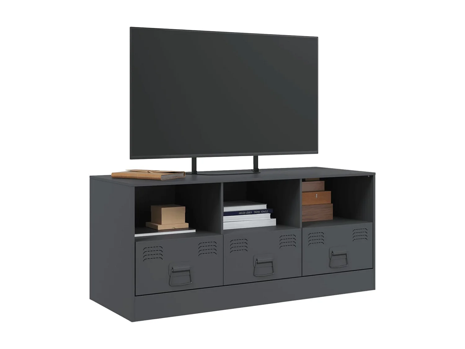 Meuble TV anthracite 99x39x44 cm acier FR64923