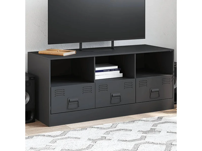 Meuble TV anthracite 99x39x44 cm acier FR64923