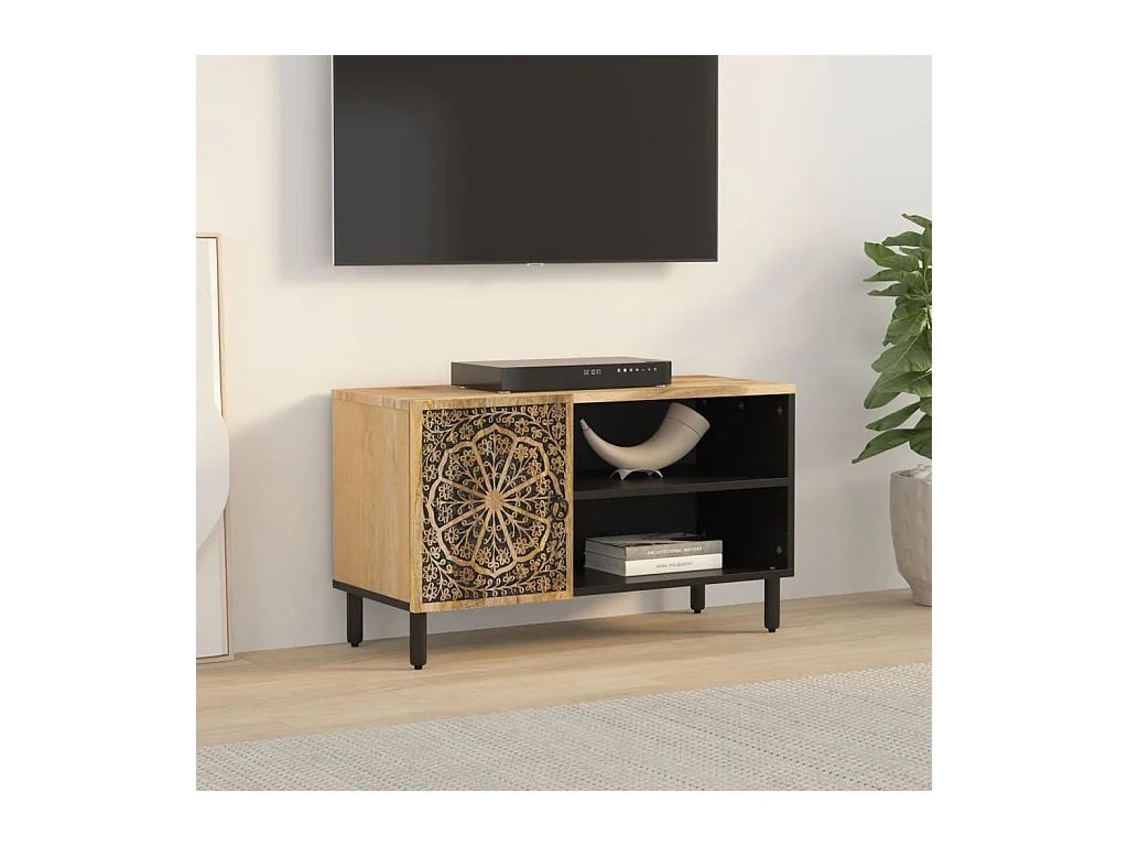 Tv-meubel 80x31x46 cm massief mangohout BE323543