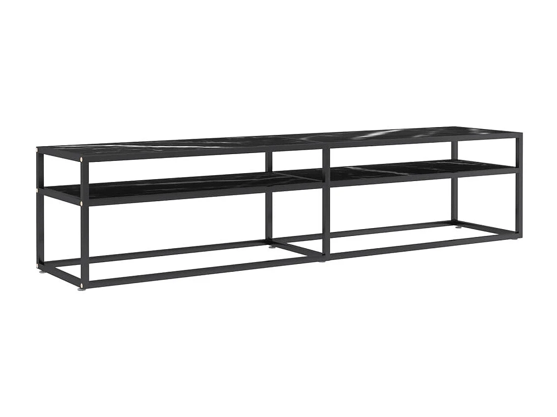 Mueble de TV vidrio templado color mármol negro 180x40x40,5 cm ES247666