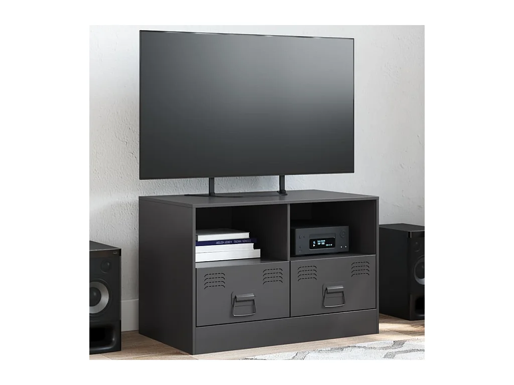 Meuble TV noir 67x39x44 cm acier FR82744