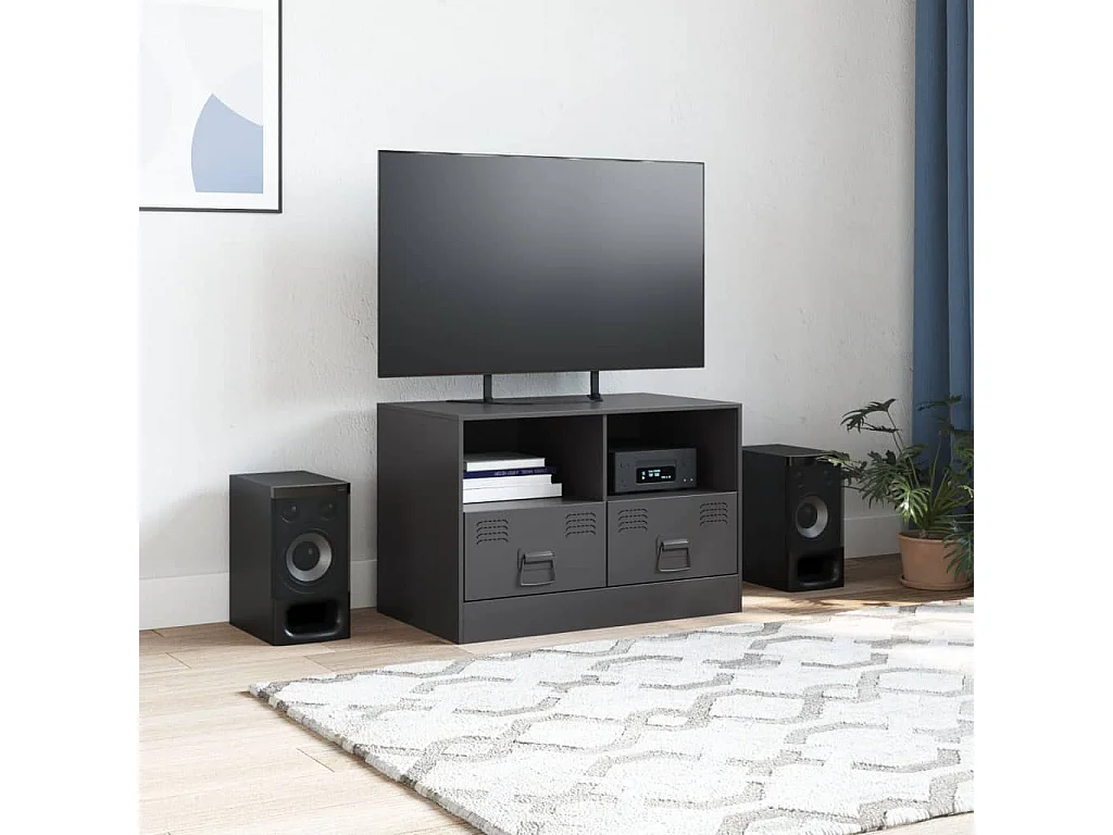Meuble TV noir 67x39x44 cm acier FR82744