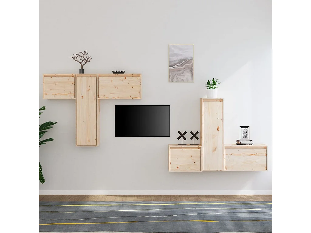 Muebles para TV 6 piezas madera maciza de pino ES299946