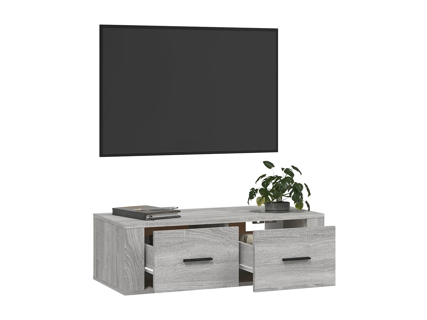 Armário TV suspenso 80x36x25 cm derivados madeira cinza sonoma PT817238