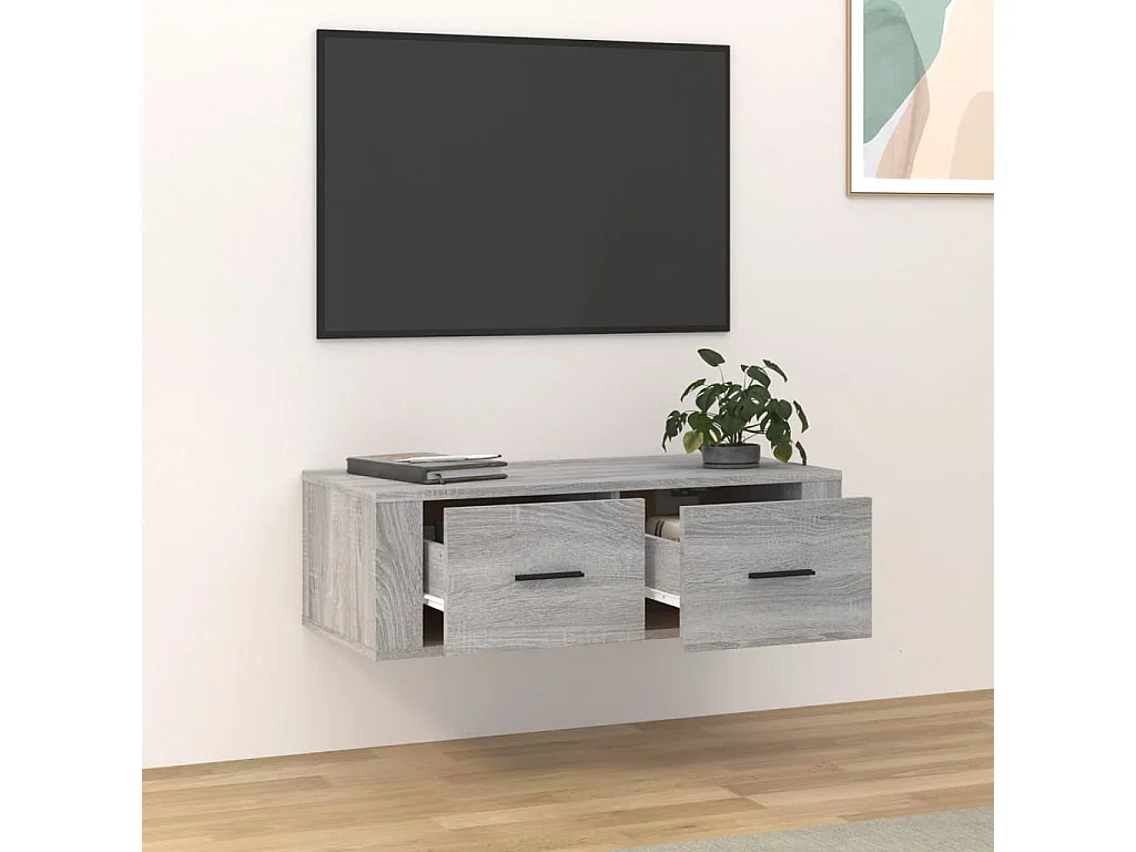 Meuble TV suspendue Sonoma gris 80x36x25 cm Bois d'ingénierie FR84197