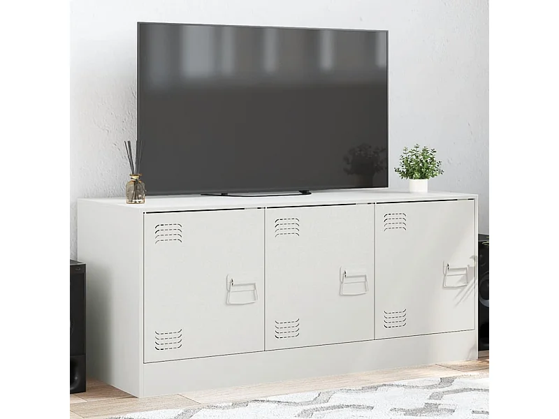 Meuble TV blanc 99x39x44 cm acier FR13068