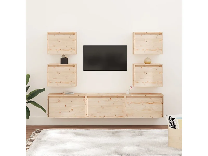 Muebles para TV 7 piezas madera maciza de pino ES225984