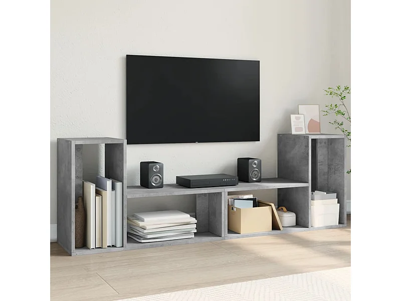 Muebles de TV 2 uds madera ingeniería gris hormigón 75x30x50 cm ES681793