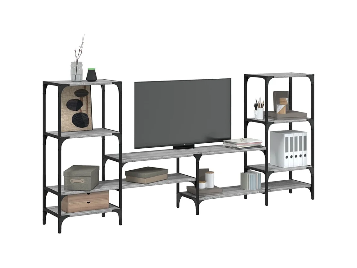 Tv-meubel 206,5x28,5x95 cm bewerkt hout grijs sonoma eikenkleur BE387332