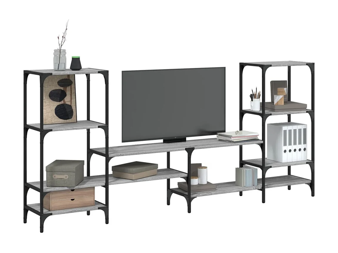 Meuble TV sonoma gris 206,5x28,5x95 cm bois d'ingénierie FR95930