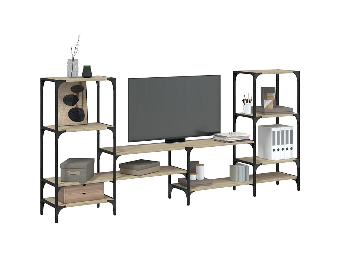 Tv-meubel 206,5x28,5x95 cm bewerkt hout sonoma eikenkleurig BE230153
