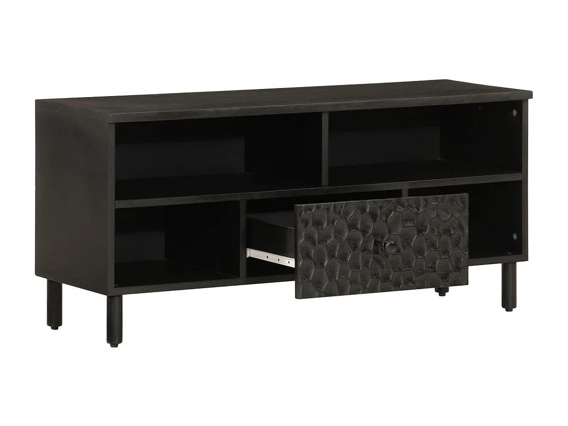 Mueble de TV madera maciza de mango negro 100x33x46 cm ES460758
