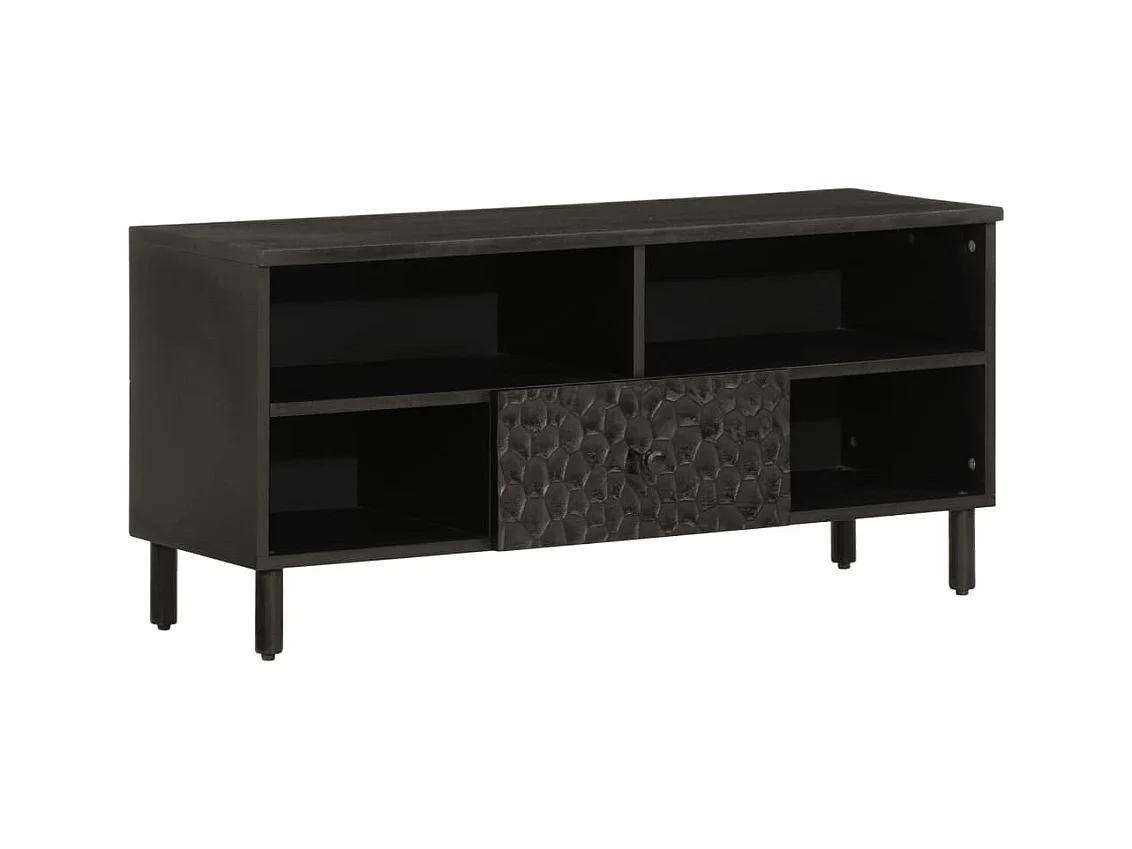 Meuble TV noir 100x33x46 cm bois massif de manguier FR56312
