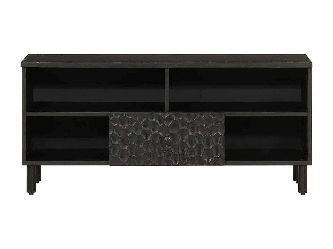 Meuble TV noir 100x33x46 cm bois massif de manguier FR56312