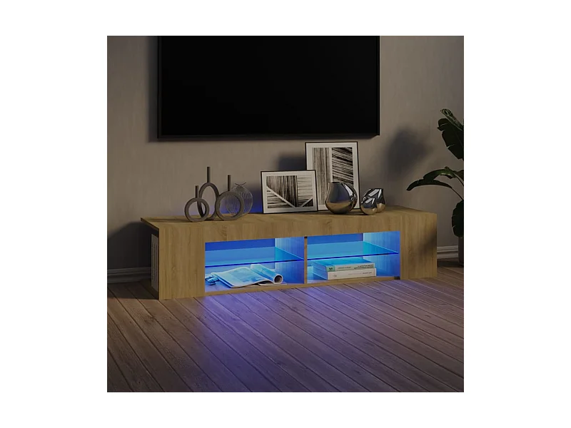 Tv-meubel met LED-verlichting 135x39x30 cm sonoma eikenkleurig BE292704