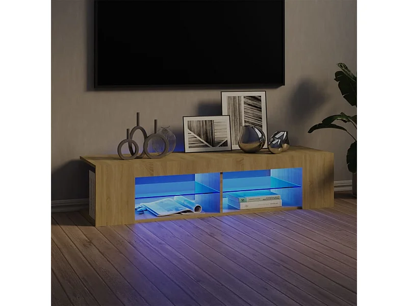 Tv-meubel met LED-verlichting 135x39x30 cm sonoma eikenkleurig BE292704