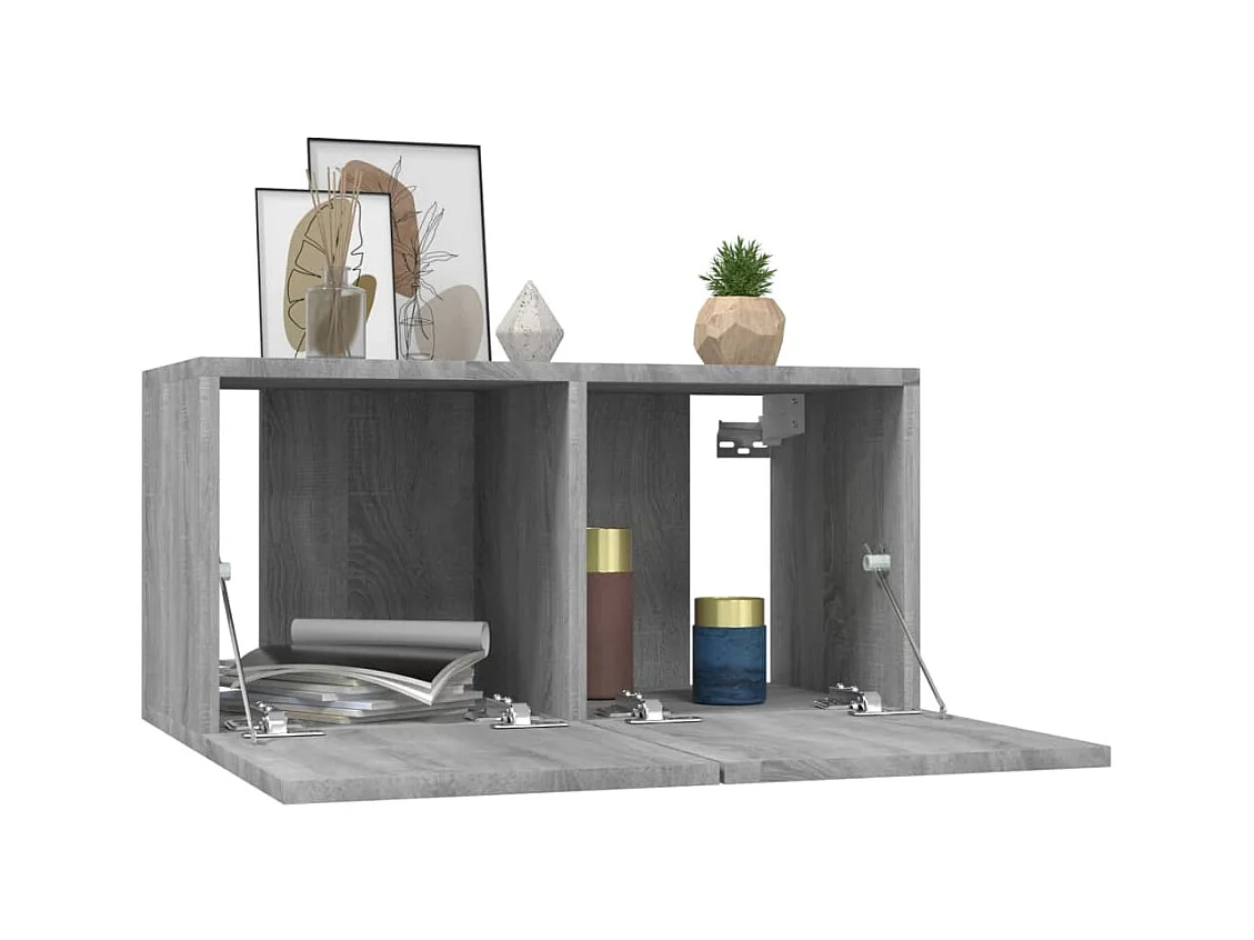 Tv-hangmeubel 60x30x30 cm bewerkt hout grijs sonoma eikenkleur BE480011