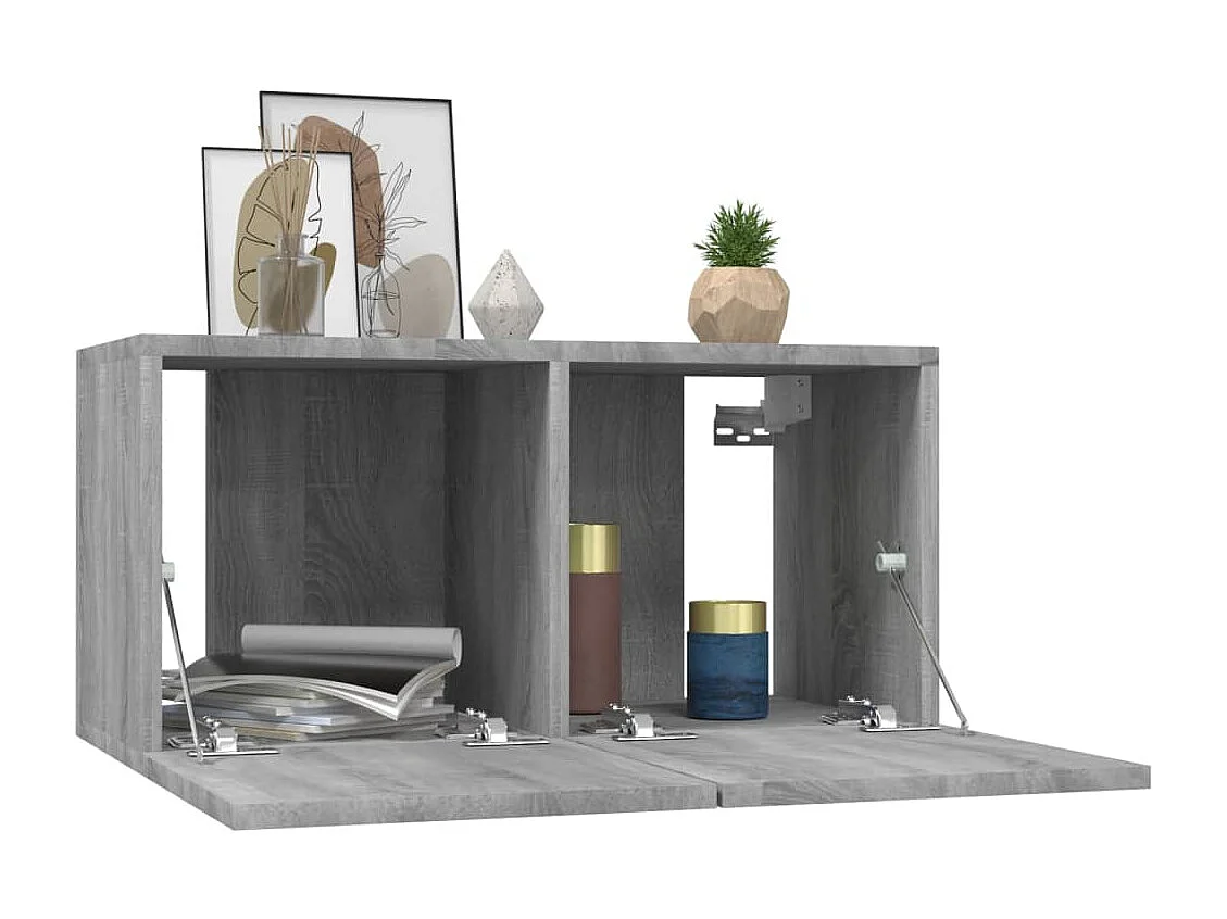 Meuble TV suspendue Sonoma gris 60x30x30 cm Bois d'ingénierie FR75594
