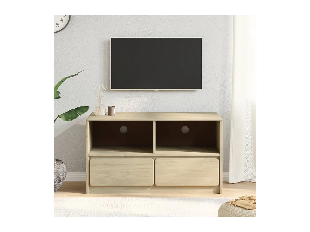 Meuble TV SAUDA chêne 99x43x55 cm bois de pin massif FR48334