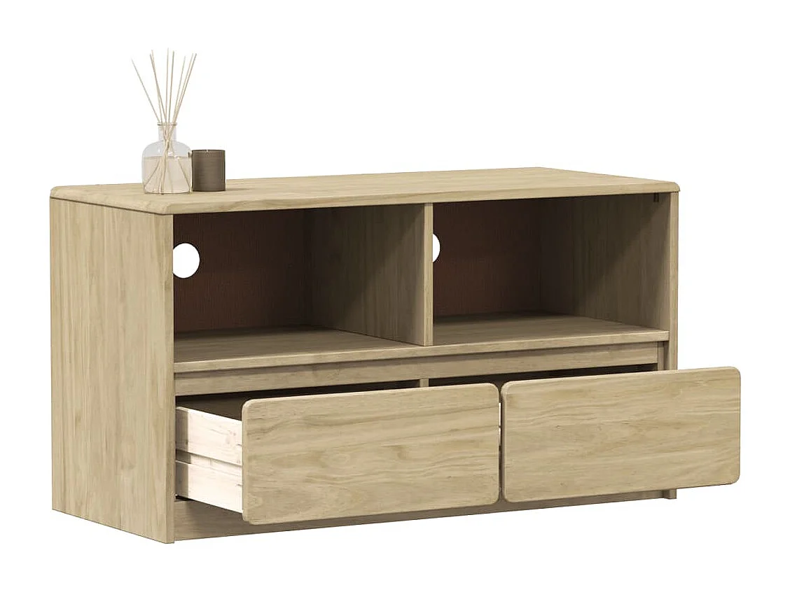 Meuble TV SAUDA chêne 99x43x55 cm bois de pin massif FR48334