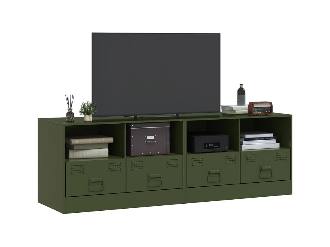 Meubles TV 2 pcs vert olive 67x39x44 cm acier FR48773