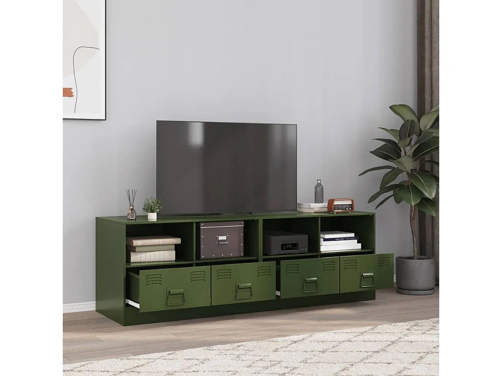Meubles TV 2 pcs vert olive 67x39x44 cm acier FR48773