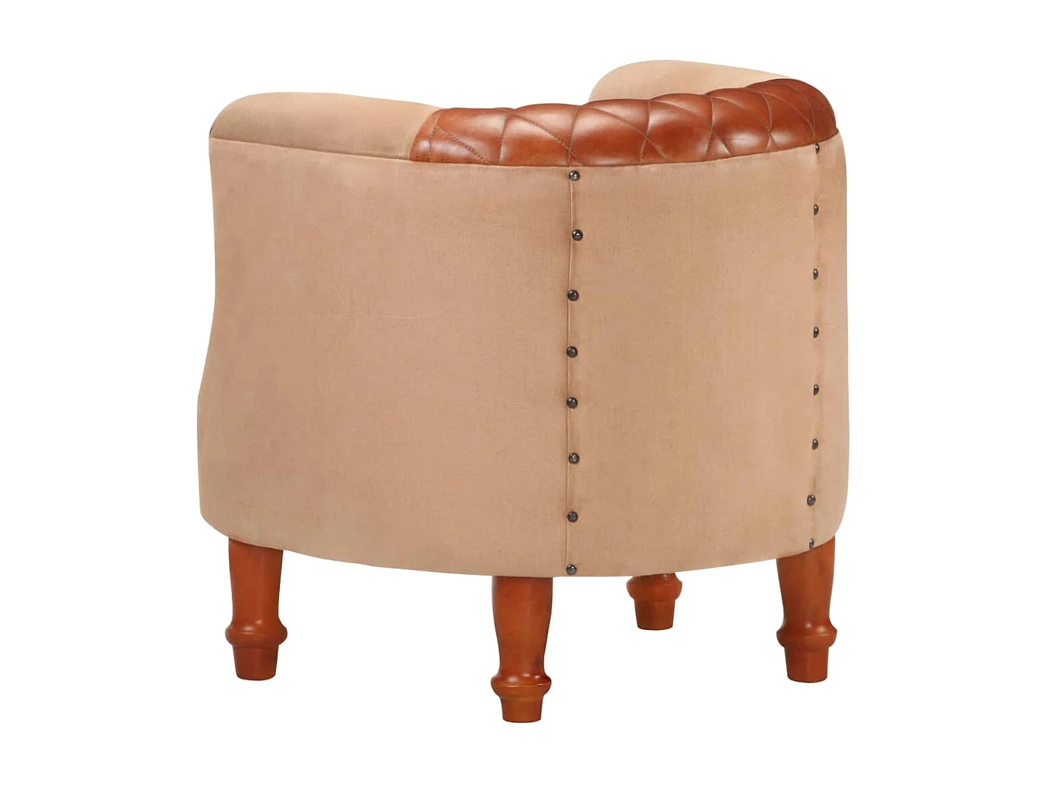 Sillón de cuero auténtico y madera maciza de mango marrón ES194028