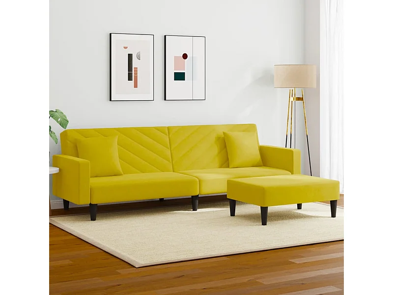 2-delige Loungeset met kussens fluweel geel BE857991